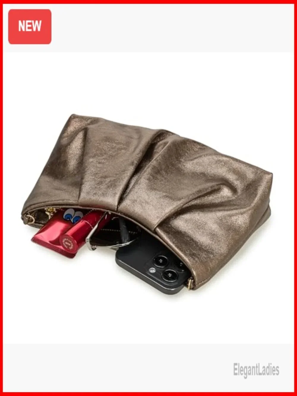 Elegant Pleated PU Clutch Purse Formal Evening Bag with Detachable Straps
